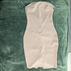 Strapless Cream Bodycon Dress
